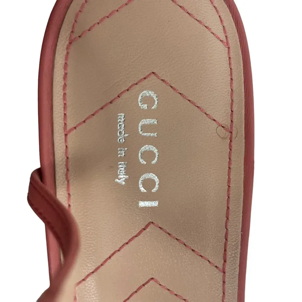 Gucci Double GG T Strap Patent Leather Ballet Flat Pink Size 39.5 - Picture 13 of 14